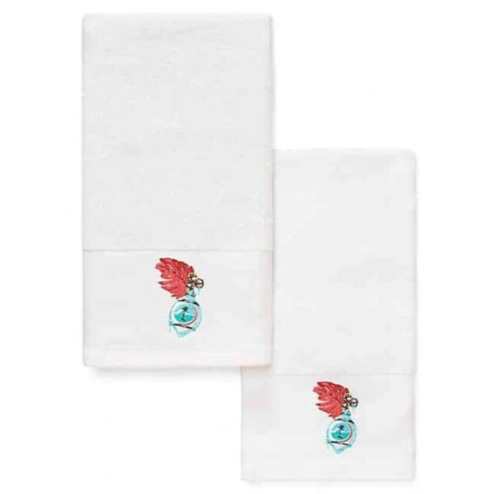 Tommy Bahama Christmas Hand Towels Happy Huladays Set of 2 Palm Tree Embroidered